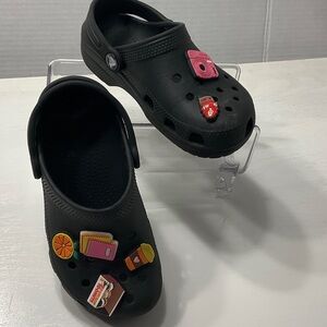 CROCS Kids Black Water Shoes with Colorful Charms